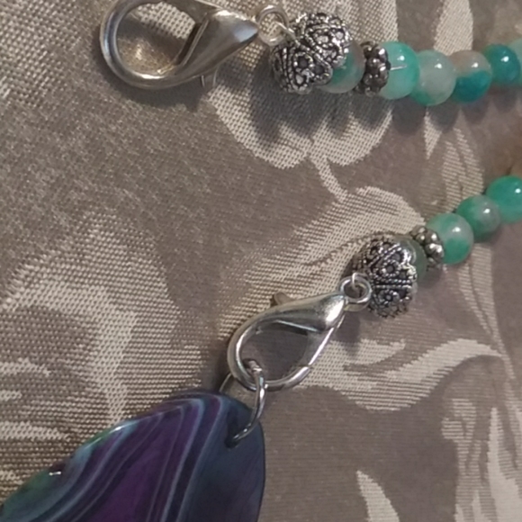 Handmade necklace with unusual ruby and zoisite sl - Picture 5 of 5